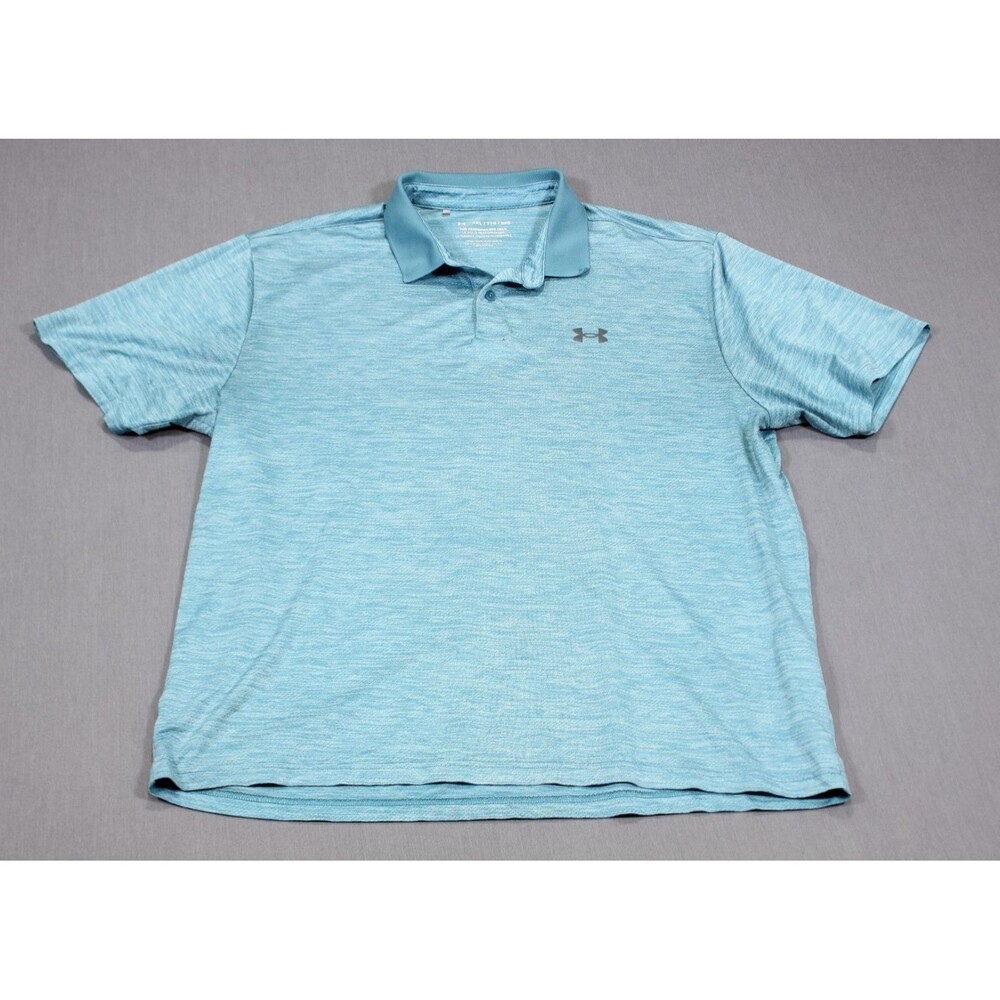Under Armour The Performance Polo Shirt Mens Teal Blue Short Sleeve Loose XXL